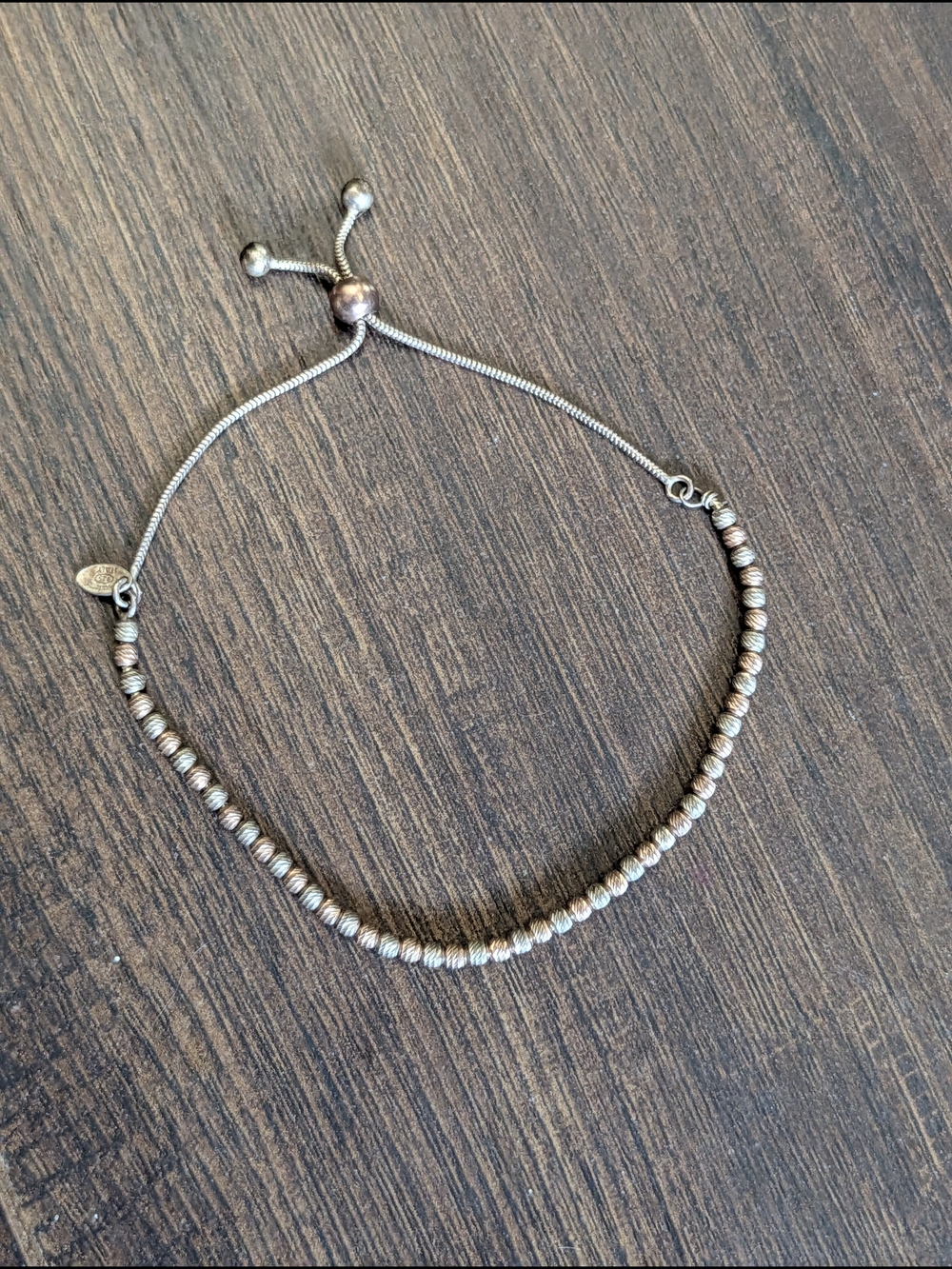 DYADEMA Italy 925 Sterling Silver Adjustable Bead Charm Silver/Bronze Bracelet